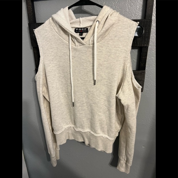 Poof! Sweaters - Poof New York Cold Shoulder Hooded Sweater